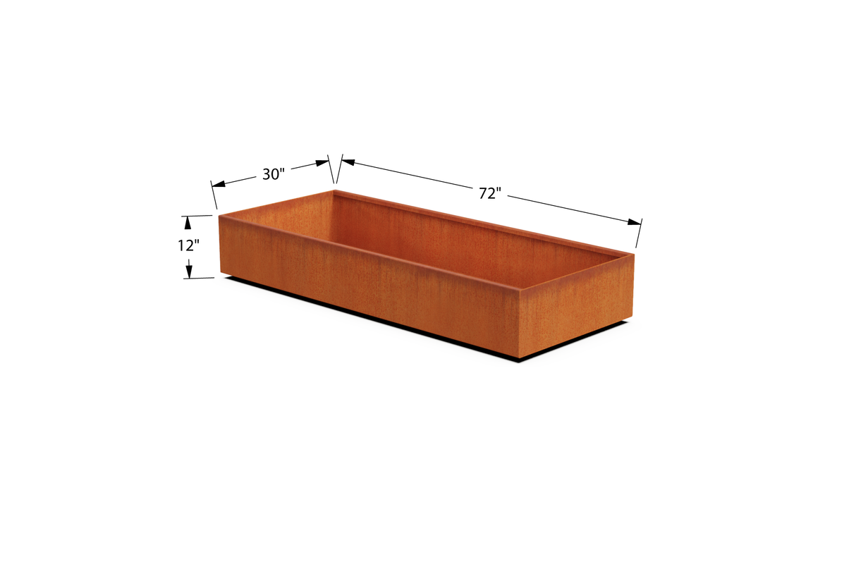 Corten Steel Wide Rectangular Planter – 30" W