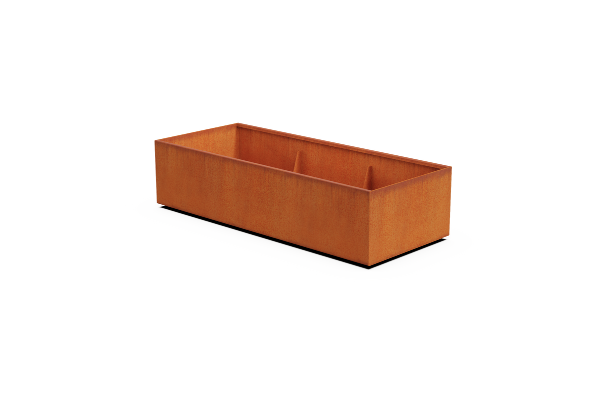 Corten Steel Wide Rectangular Planter – 30" W