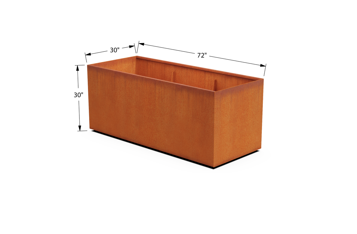 Corten Steel Wide Rectangular Planter – 30" W