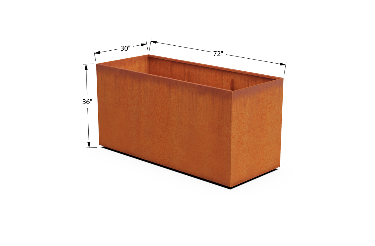 Corten Steel Wide Rectangular Planter – 30" W