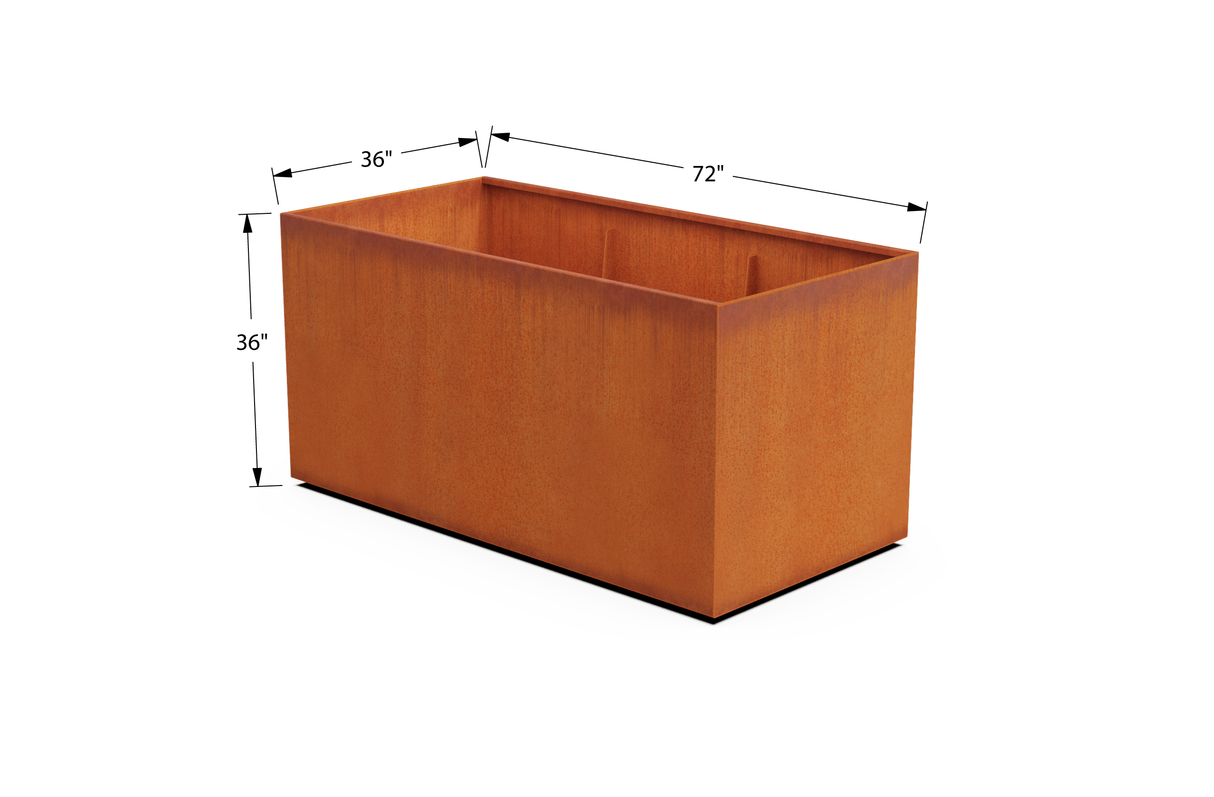 Corten Steel Wide Rectangular Planter – 36" W