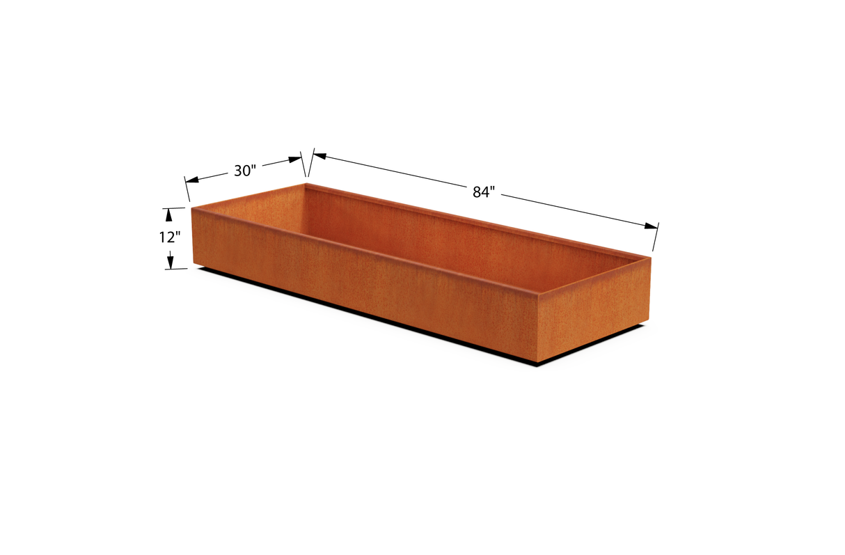 Corten Steel Wide Rectangular Planter – 30" W