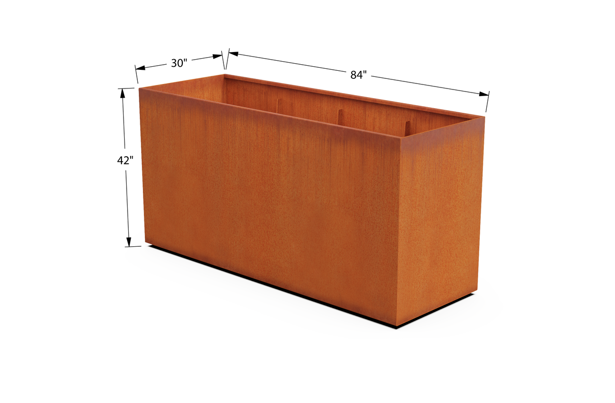 Corten Steel Wide Rectangular Planter – 30" W