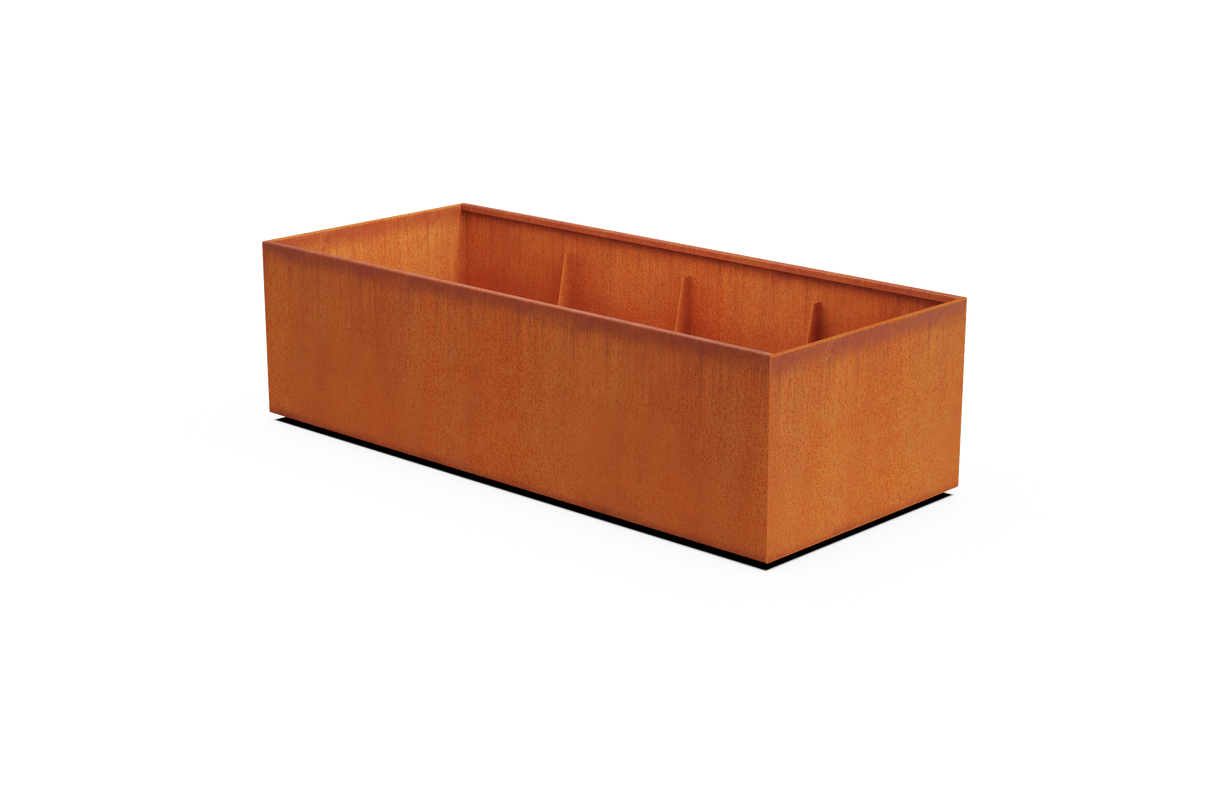 Corten Steel Wide Rectangular Planter – 36" W