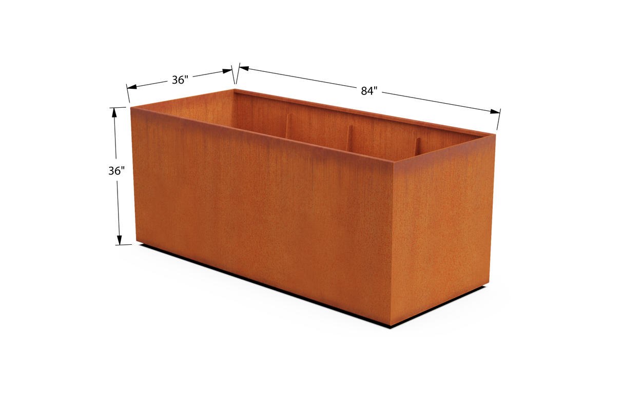 Corten Steel Wide Rectangular Planter – 36" W
