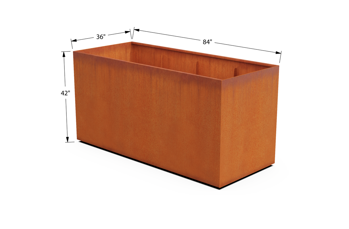 Corten Steel Wide Rectangular Planter – 36" W