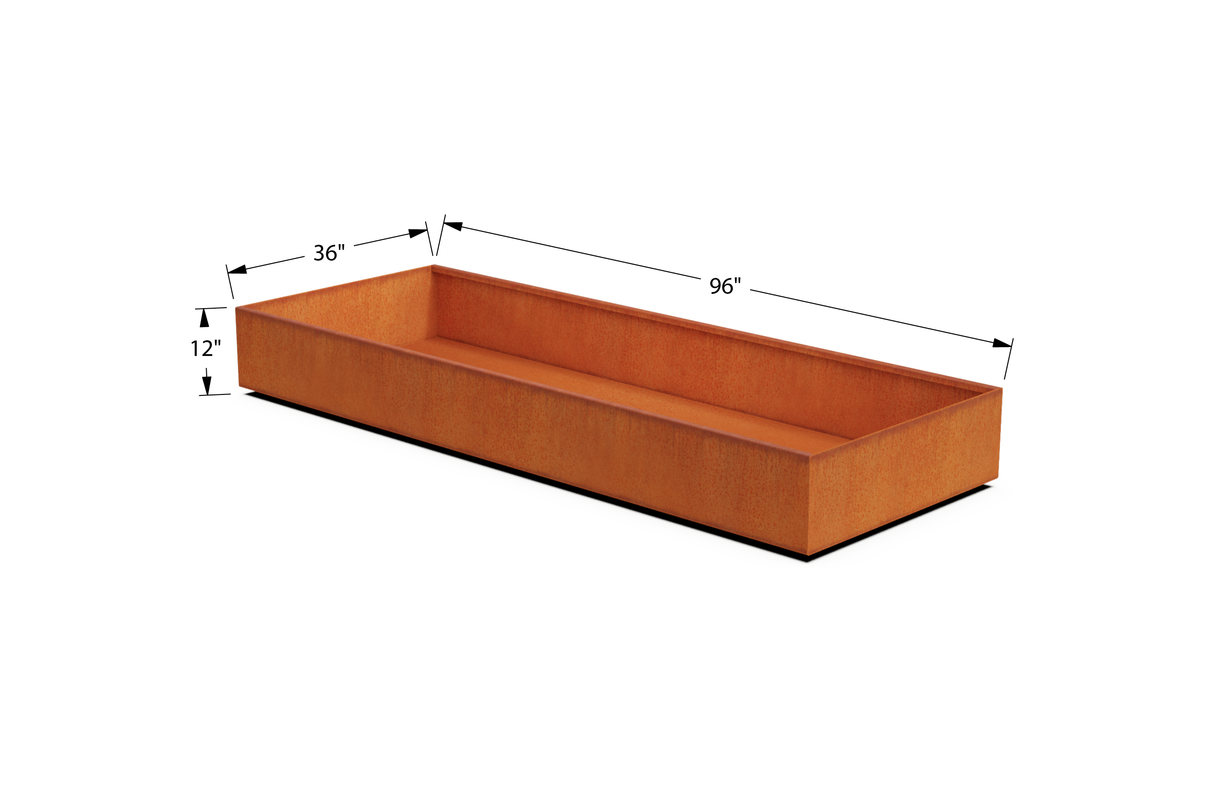 Corten Steel Wide Rectangular Planter – 36" W