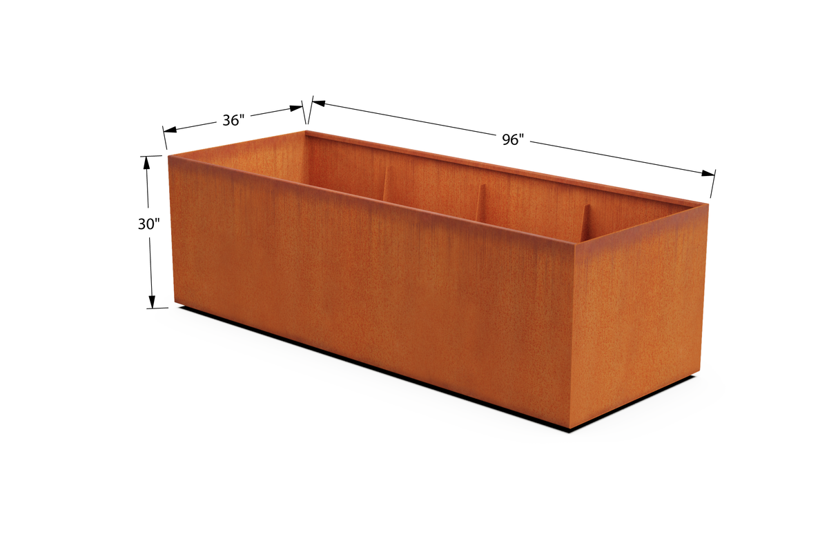 Corten Steel Wide Rectangular Planter – 36" W