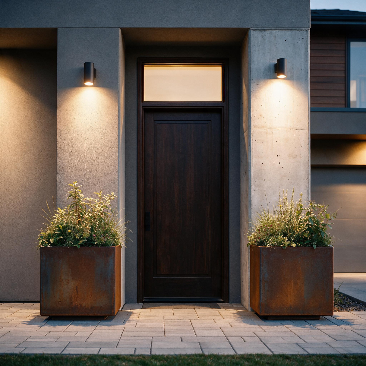 The Welcome Pair – Classic Corten Steel Cube Planters (Set of 2)