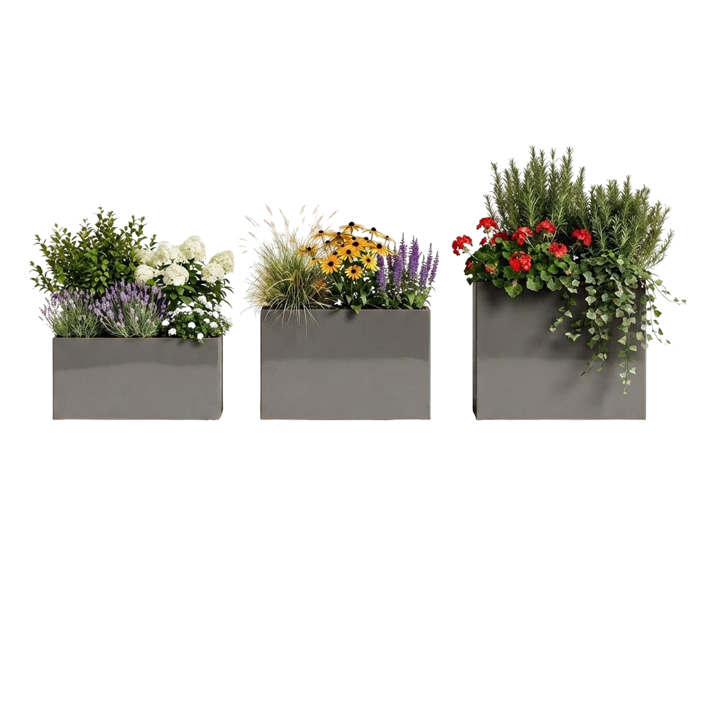 The Porch Trio – Graduated Aluminum Rectangular Planters (Set of 3)
