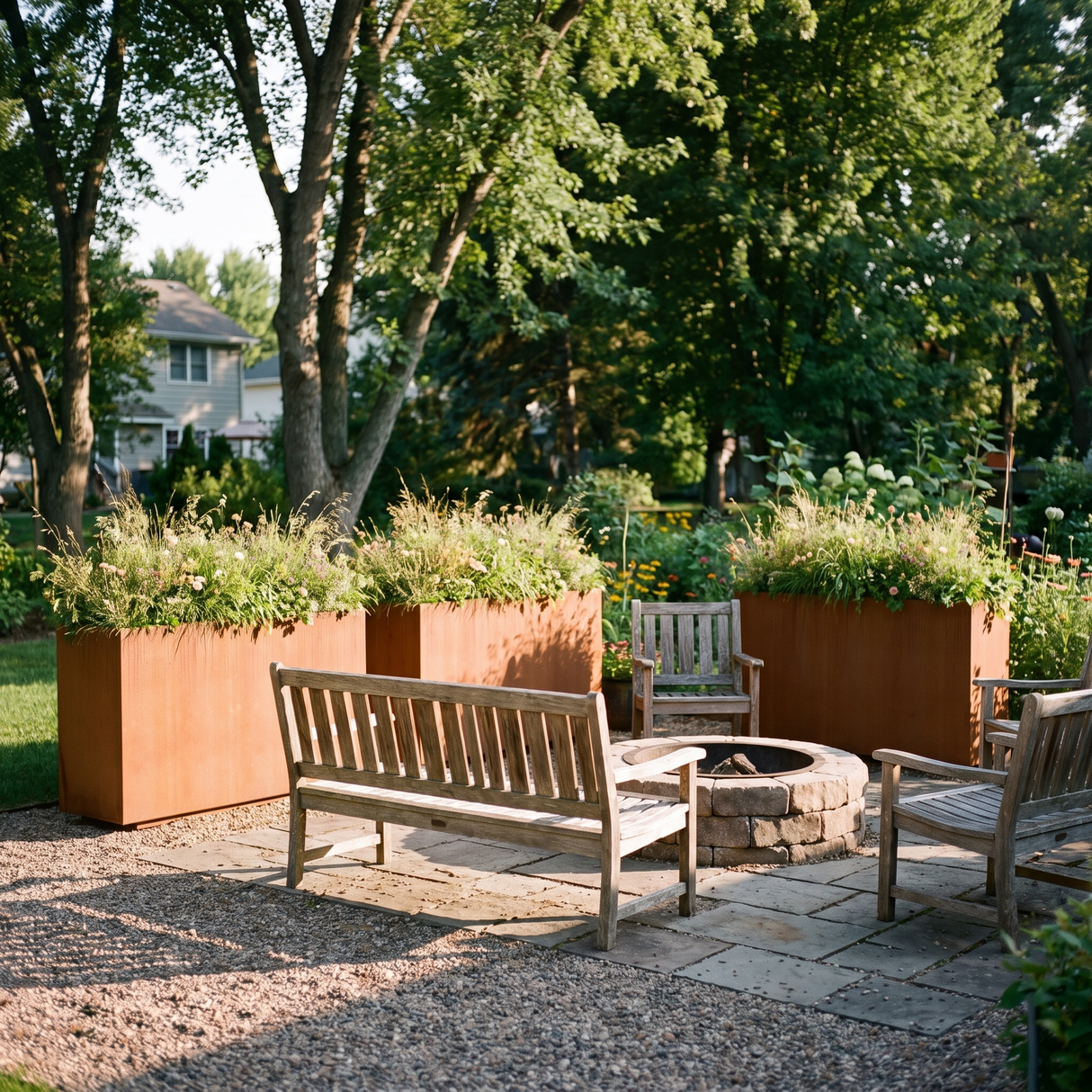 The Patio Trio – Corten Steel Rectangular Planters (Set of 3)