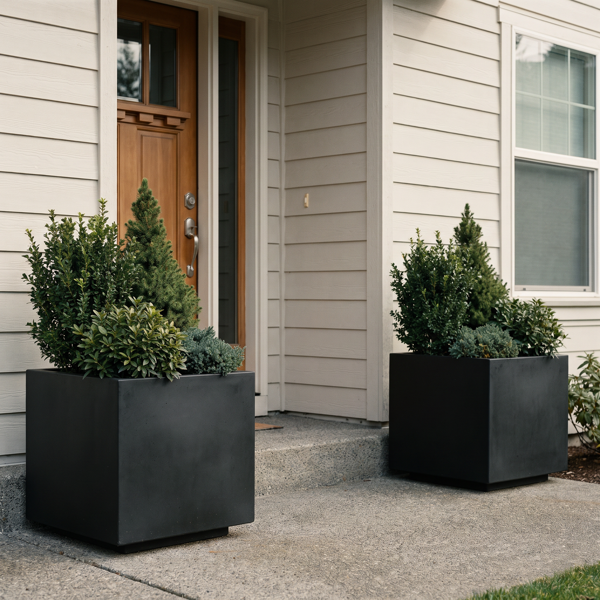 The Welcome Pair – Classic Aluminum Cube Planters (Set of 2)