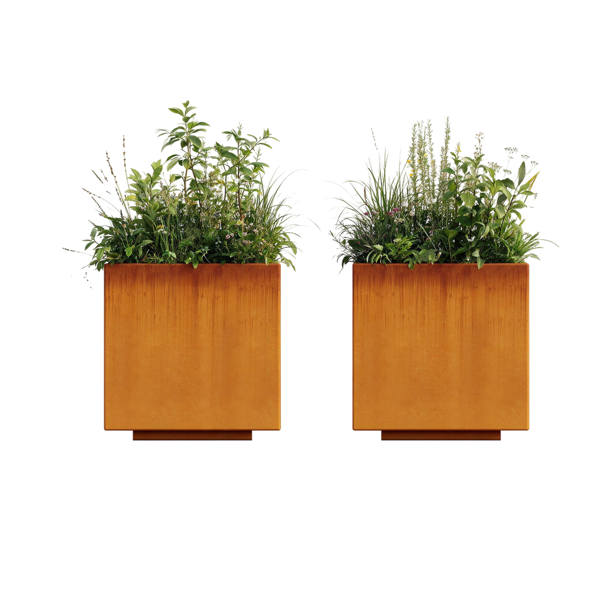 The Welcome Pair – Classic Corten Steel Cube Planters (Set of 2)