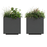 The Welcome Pair – Classic Aluminum Cube Planters (Set of 2)