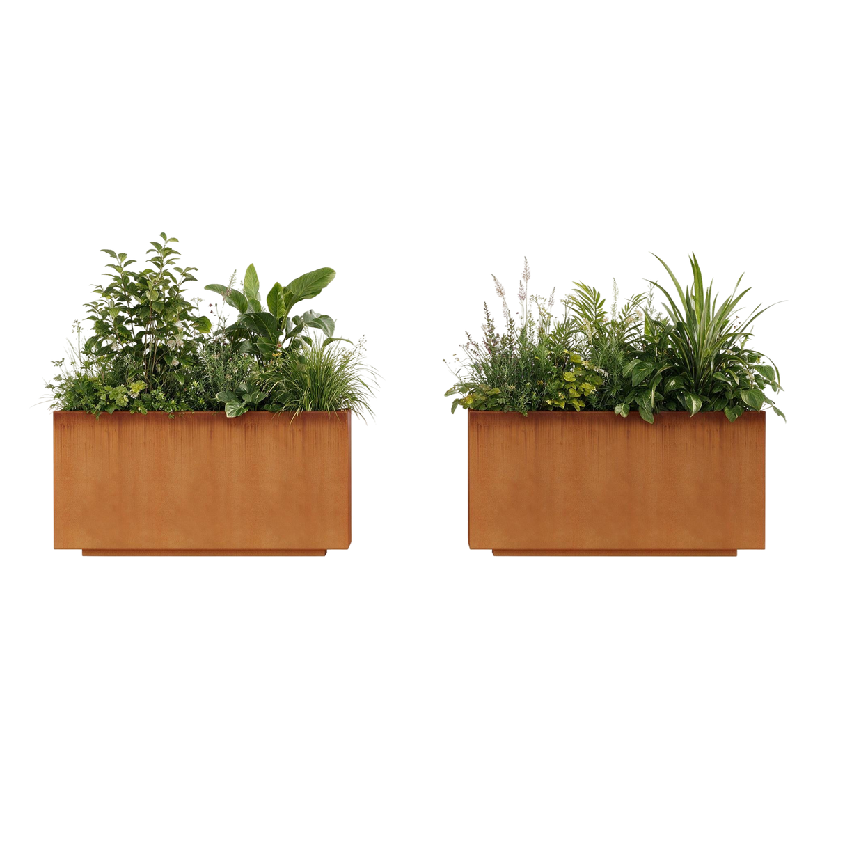The Welcome Pair – Low Profile Corten Steel Rectangular Planters (Set of 2)