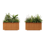 The Welcome Pair – Low Profile Corten Steel Rectangular Planters (Set of 2)