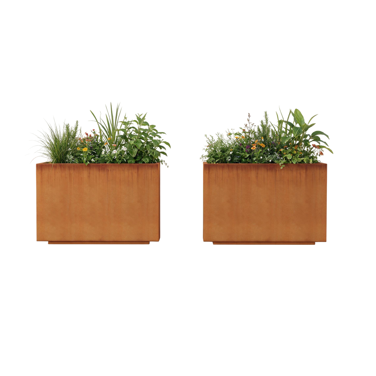The Welcome Pair – Classic Corten Steel Rectangular Planters (Set of 2)