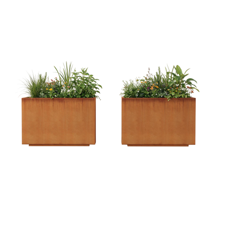 The Welcome Pair – Classic Corten Steel Rectangular Planters (Set of 2)
