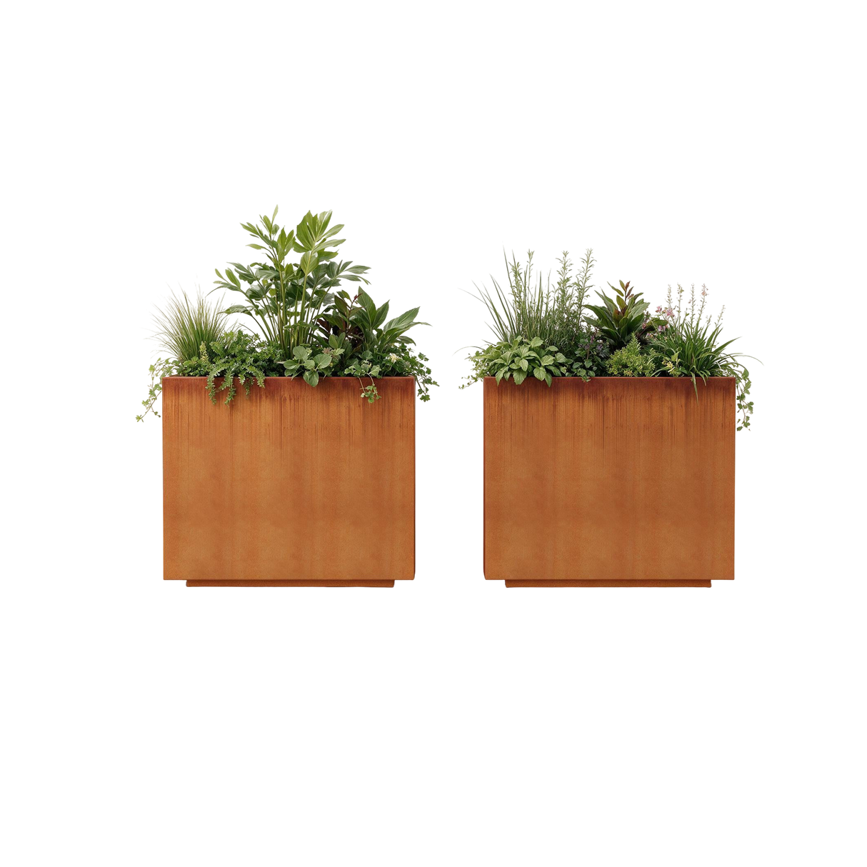 The Welcome Pair – Tall Corten Steel Rectangular Planters (Set of 2)