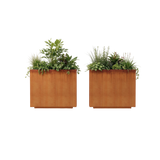 The Welcome Pair – Tall Corten Steel Rectangular Planters (Set of 2)