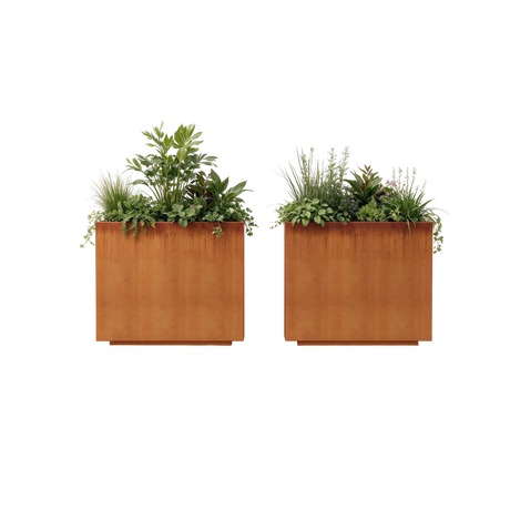 The Welcome Pair – Tall Corten Steel Rectangular Planters (Set of 2)