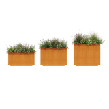 The Porch Trio – Graduated Corten Steel Rectangular Planters (Set of 3)