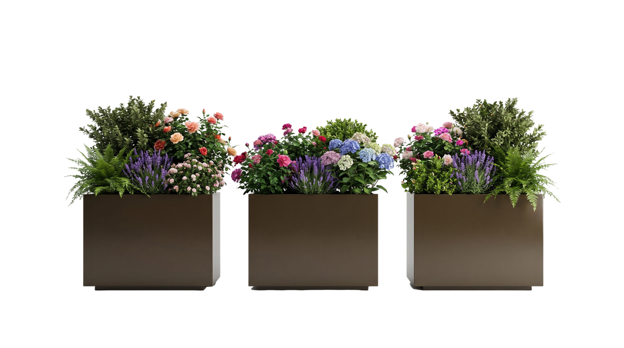 The Patio Trio – Aluminum Rectangular Planters (Set of 3)