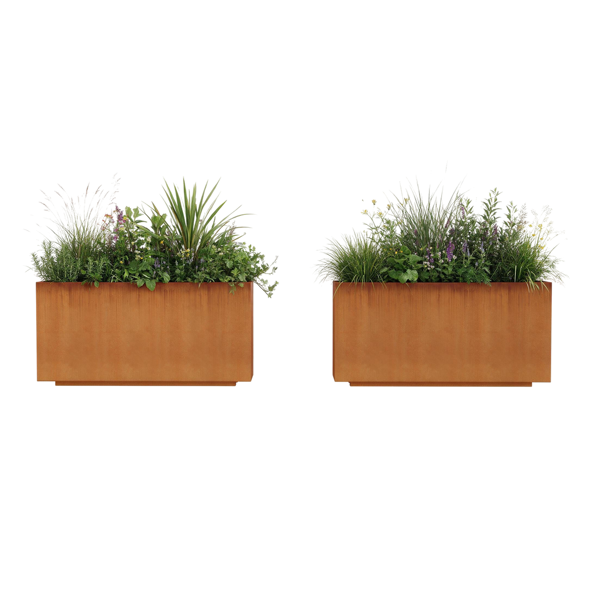 The Welcome Pair – Classic Corten Steel Rectangular Planters (Set of 2)