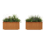 The Welcome Pair – Classic Corten Steel Rectangular Planters (Set of 2)