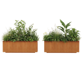 The Welcome Pair – Low Profile Corten Steel Rectangular Planters (Set of 2)