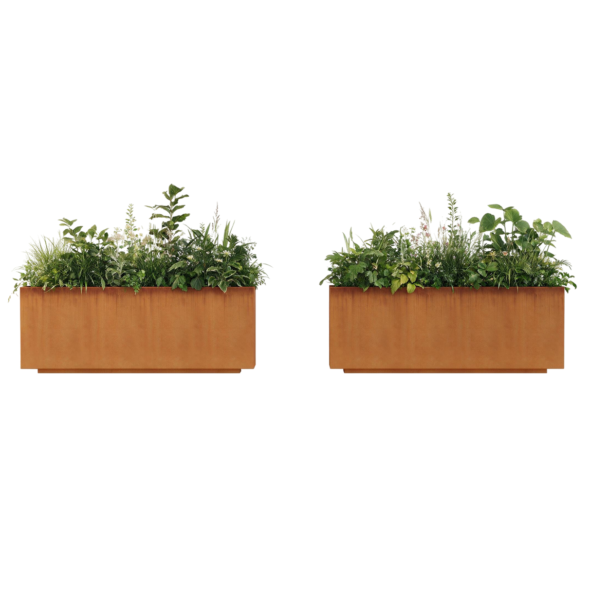 The Welcome Pair – Low Profile Corten Steel Rectangular Planters (Set of 2)