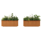 The Welcome Pair – Low Profile Corten Steel Rectangular Planters (Set of 2)