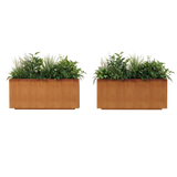 The Welcome Pair – Classic Corten Steel Rectangular Planters (Set of 2)