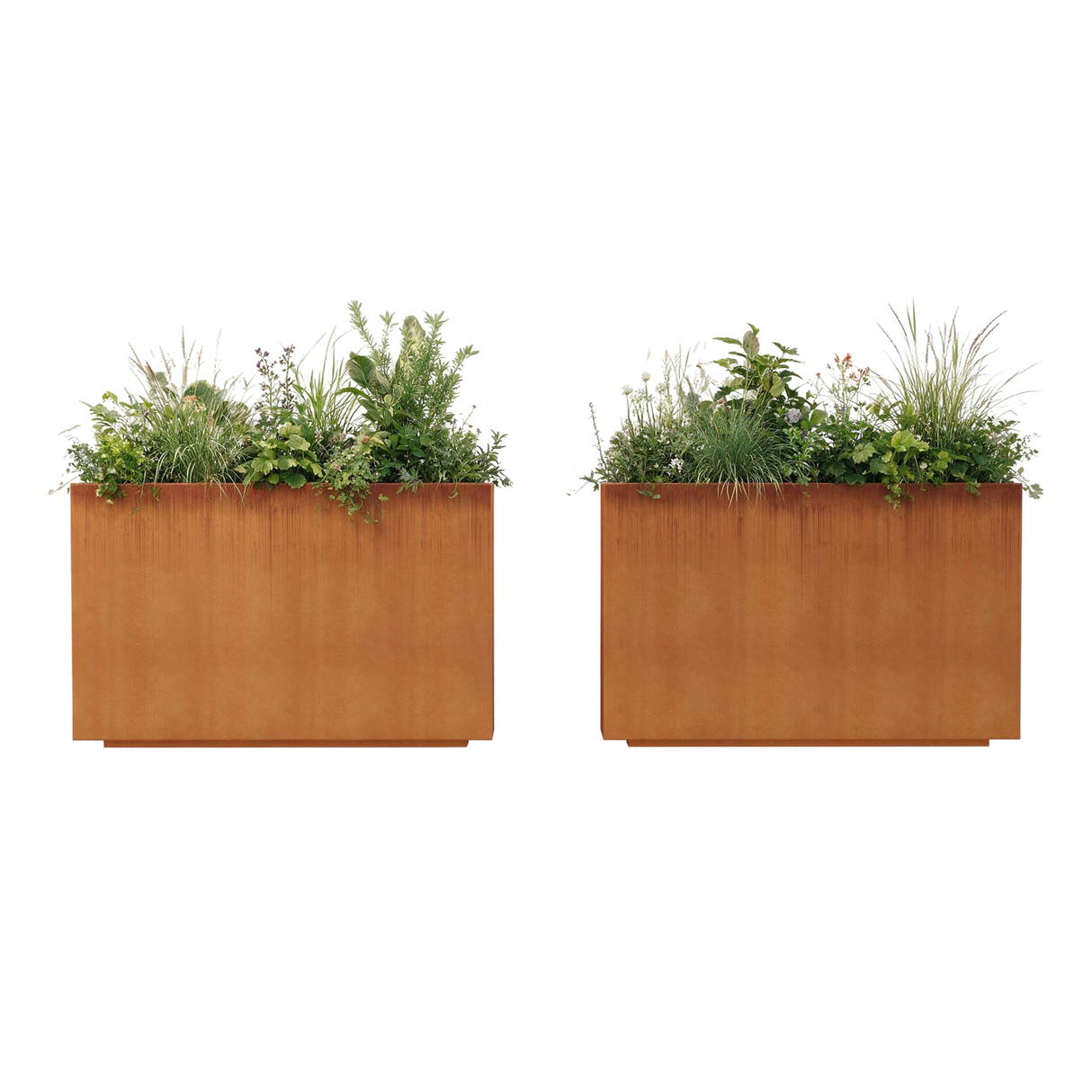 The Welcome Pair – Tall Corten Steel Rectangular Planters (Set of 2)