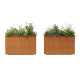 The Welcome Pair – Tall Corten Steel Rectangular Planters (Set of 2)