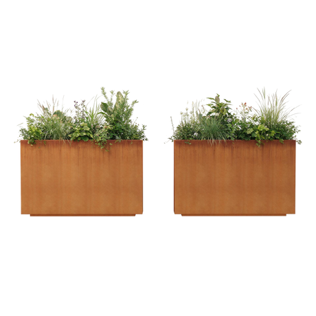 The Welcome Pair – Tall Corten Steel Rectangular Planters (Set of 2)