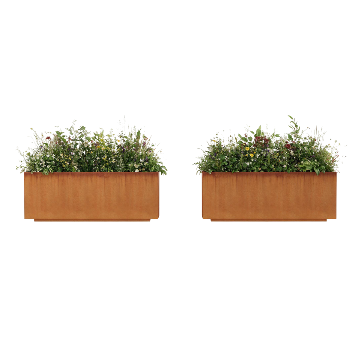 The Welcome Pair – Low Profile Corten Steel Rectangular Planters (Set of 2)