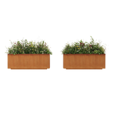 The Welcome Pair – Low Profile Corten Steel Rectangular Planters (Set of 2)