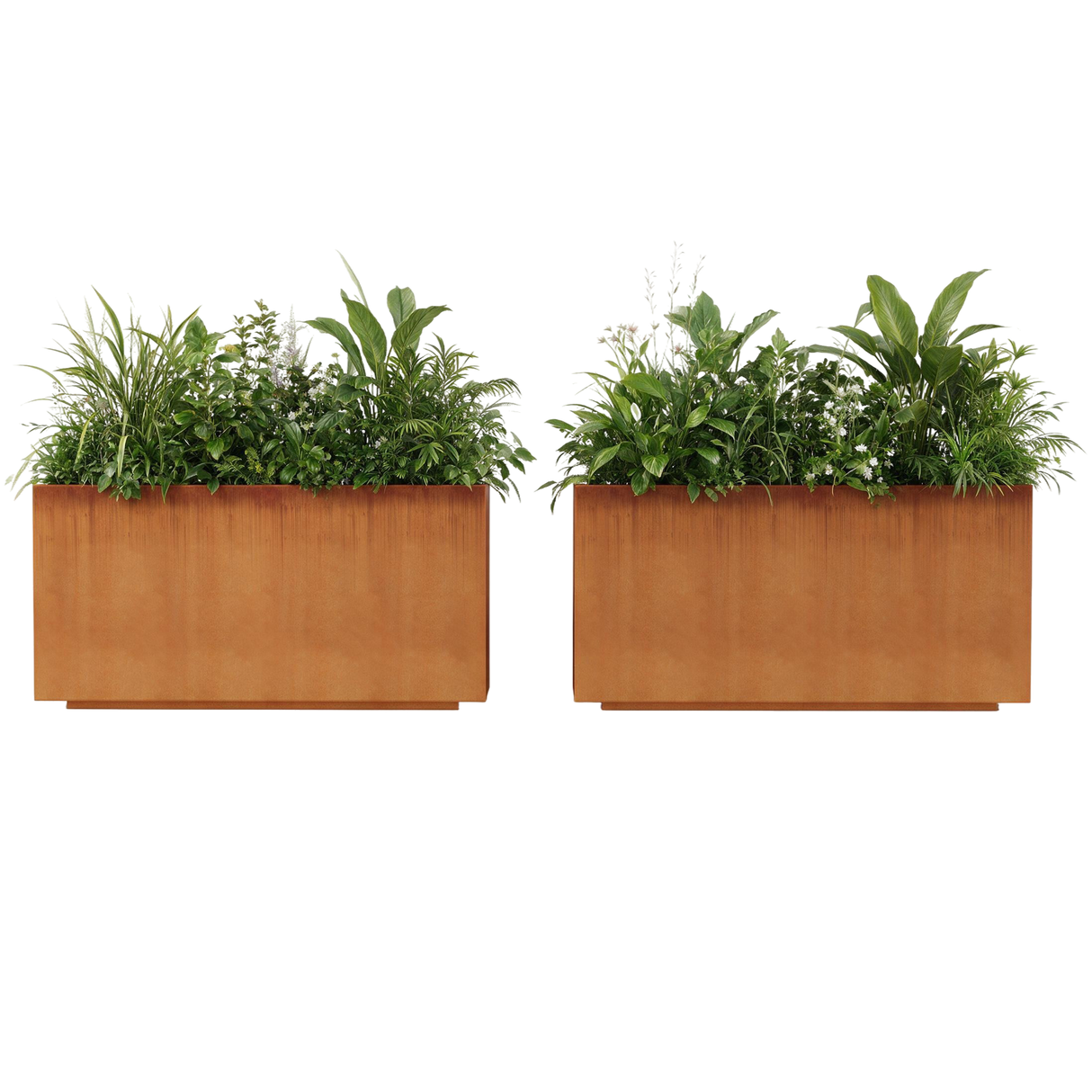 The Welcome Pair – Classic Corten Steel Rectangular Planters (Set of 2)