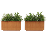 The Welcome Pair – Classic Corten Steel Rectangular Planters (Set of 2)