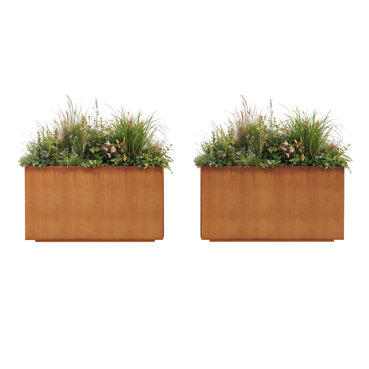 The Welcome Pair – Tall Corten Steel Rectangular Planters (Set of 2)