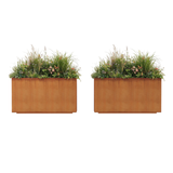 The Welcome Pair – Tall Corten Steel Rectangular Planters (Set of 2)