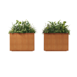 The Welcome Pair – Tall Corten Steel Rectangular Planters (Set of 2)