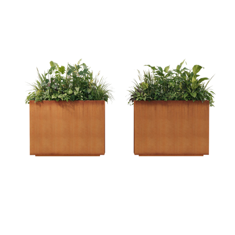 The Welcome Pair – Tall Corten Steel Rectangular Planters (Set of 2)