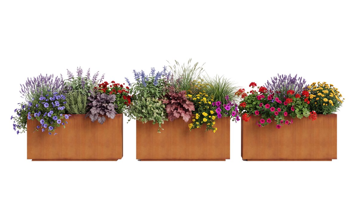 The Patio Trio – Corten Steel Rectangular Planters (Set of 3)