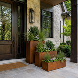 The Porch Trio – Graduated Corten Steel Rectangular Planters (Set of 3)