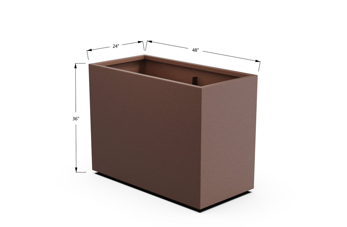 Aluminum Rectangular Planter – 36" Height - Plantercraft