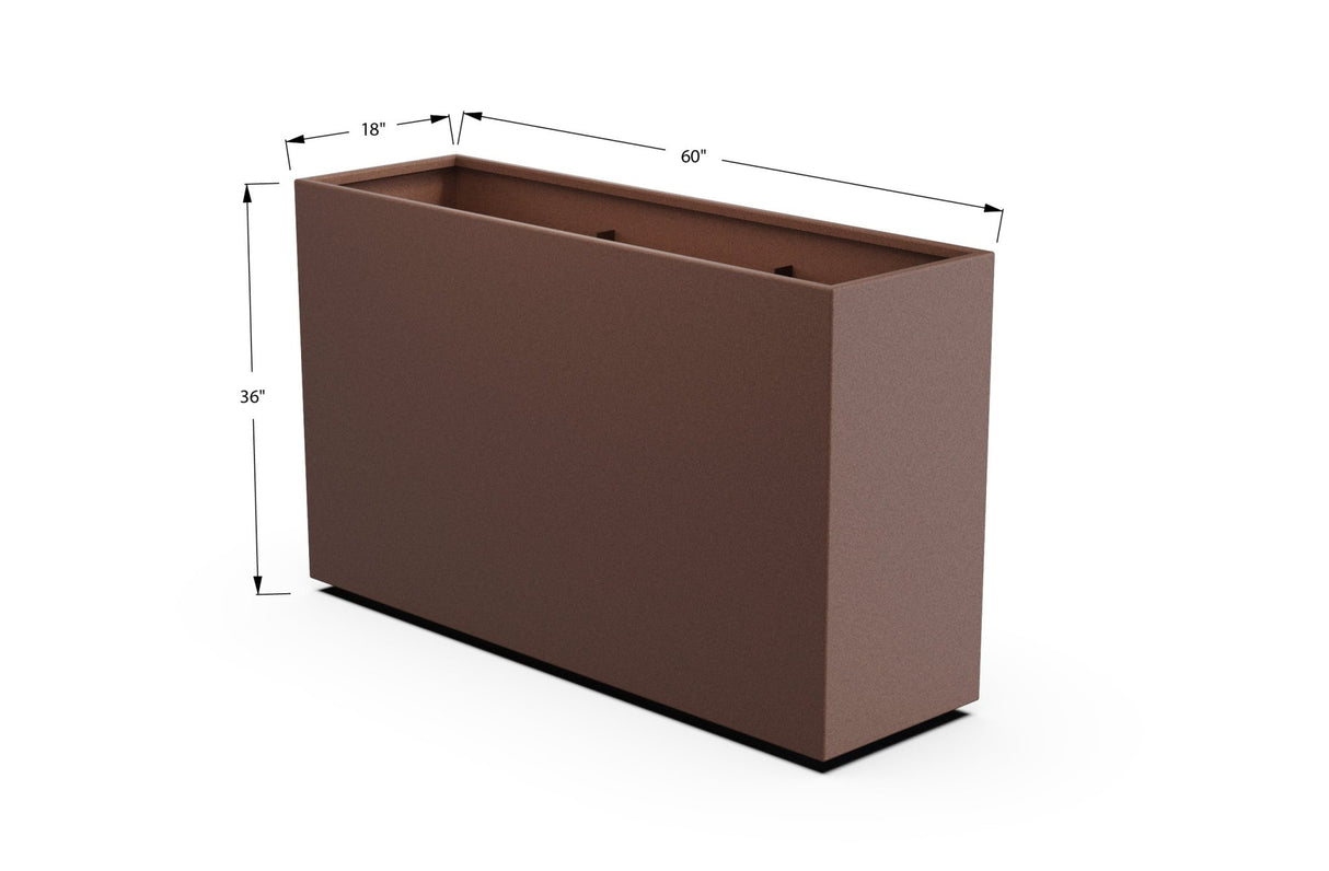 Aluminum Rectangular Planter – 36" Height - Plantercraft
