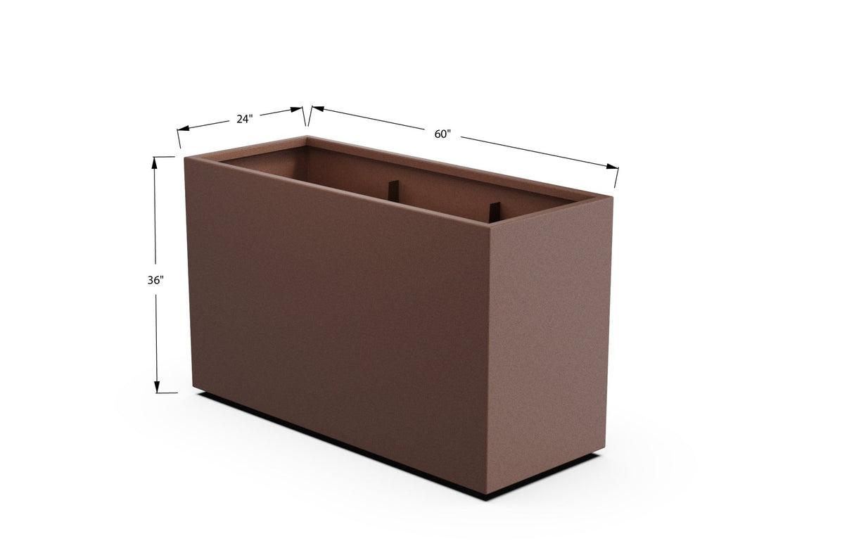 Aluminum Rectangular Planter – 36" Height - Plantercraft
