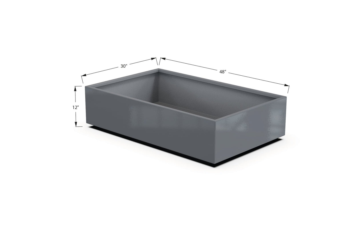 Aluminum Rectangular 30" Wide Planter – 12" to 18" H - Plantercraft